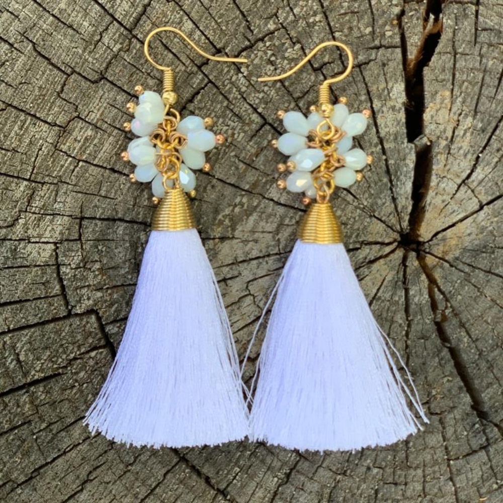 Tassel earrings, 3 inches long, handmade